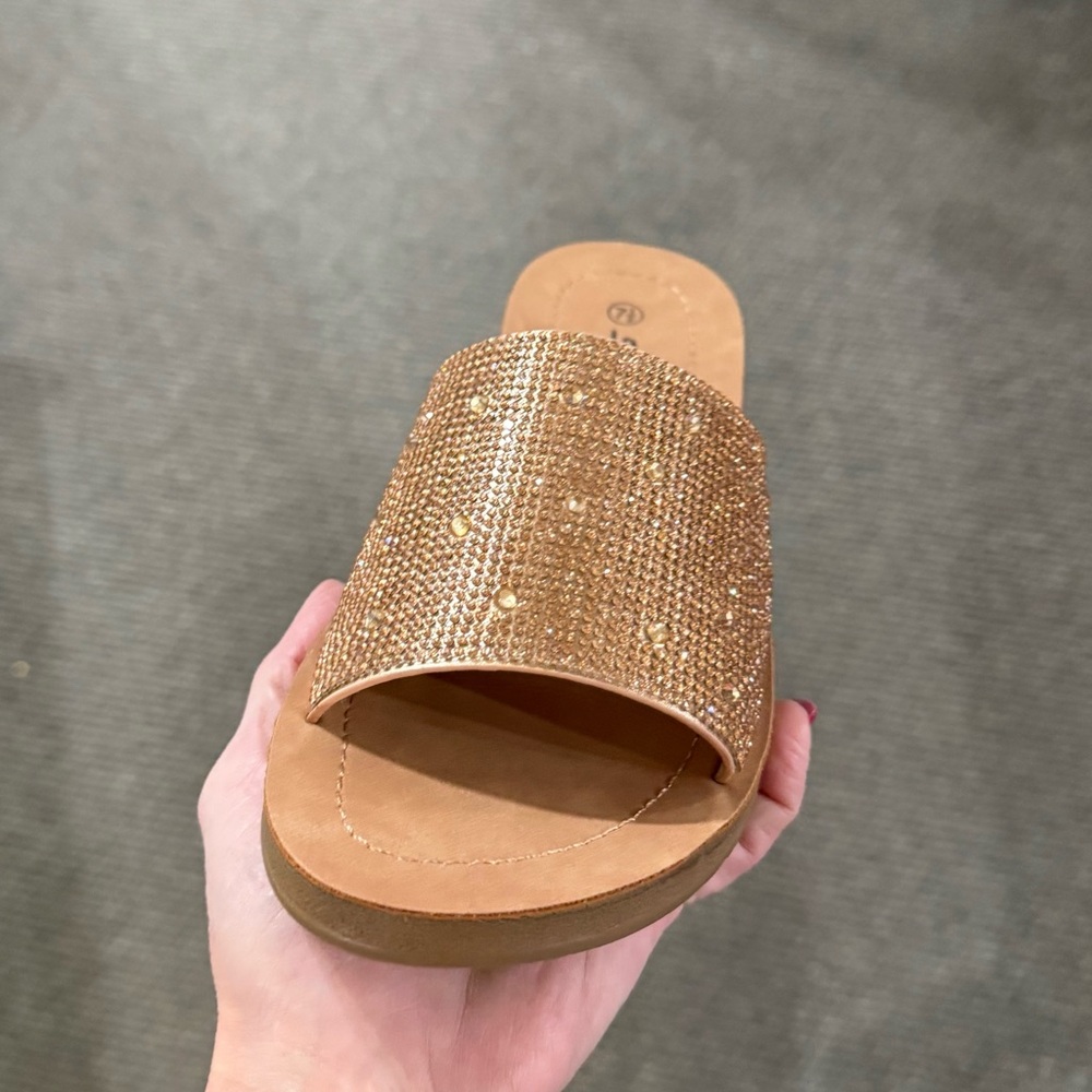 Soda Gold Slide Sandals